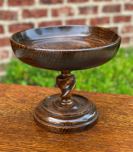 Antique English Oak Barley Twist Compote Pedestal Bowl