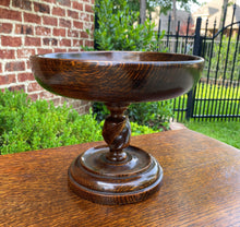 Load image into Gallery viewer, Antique English Oak Barley Twist Compote Pedestal Bowl