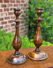 Load image into Gallery viewer, Antique English Candlesticks Candle Holders Tall Oak PAIR 13.5&quot; Tall