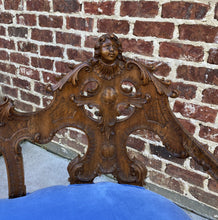 Load image into Gallery viewer, Antique French Settee Chaise Sofa Bench Blue Highly Carved Cherubs Walnut 1920s