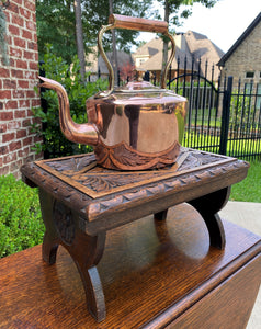 Antique English Copper Brass Tea Kettle Coffee Pitcher Hand Seamed