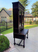 Load image into Gallery viewer, Antique French Desk Upper Bookcase Cabinet Barley Twist Writing Desk Oak 19th C