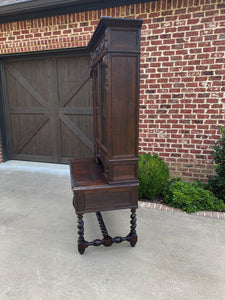 Antique French Desk Upper Bookcase Cabinet Barley Twist Writing Desk Oak 19th C