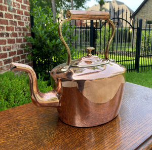 Antique English Copper Brass Tea Kettle Coffee Pitcher Hand Seamed