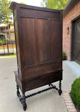 Load image into Gallery viewer, Antique French Desk Upper Bookcase Cabinet Barley Twist Writing Desk Oak 19th C