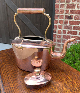 Antique English Copper Brass Tea Kettle Coffee Pitcher Hand Seamed