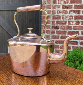 Antique English Copper Brass Tea Kettle Coffee Pitcher Hand Seamed