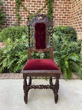 Load image into Gallery viewer, Antique French Chairs Barley Twist Hunt Set of 6 Red Upholstery Black Forest Oak
