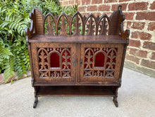 Load image into Gallery viewer, Antique French Gothic Cabinet Hanging Wall Reliquary Catholic Carved Oak 19th C