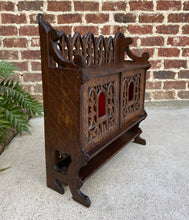 Load image into Gallery viewer, Antique French Gothic Cabinet Hanging Wall Reliquary Catholic Carved Oak 19th C