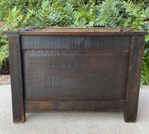 Antique French Chest Blanket Box Trunk PETITE Gothic Lift Top Coffee Table Oak