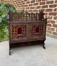 Load image into Gallery viewer, Antique French Gothic Cabinet Hanging Wall Reliquary Catholic Carved Oak 19th C