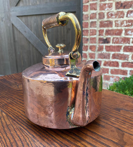 Antique English Copper & Brass Kettle Hand Seamed Tea Water Kettle c. 1900