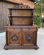 Load image into Gallery viewer, Antique French Oak Sideboard Server Buffet Black Forest Barley Twist Bookcase