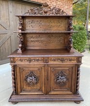 Load image into Gallery viewer, Antique French Oak Sideboard Server Buffet Black Forest Barley Twist Bookcase