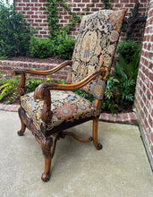 Load image into Gallery viewer, Antique French Chair Tapestry Needlepoint Floral Carved Walnut Fireside Throne