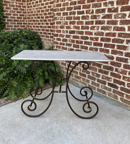 Antique French Country Baker's Table Pastry Sofa Table Kitchen Island Iron Base
