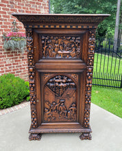 Load image into Gallery viewer, Antique Wine Cabinet Bar Armoire French Belgian Bruegel Style Oak Renaissance