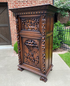 Antique Wine Cabinet Bar Armoire French Belgian Bruegel Style Oak Renaissance