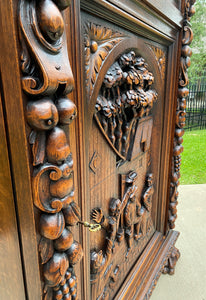 Antique Wine Cabinet Bar Armoire French Belgian Bruegel Style Oak Renaissance