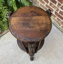 Load image into Gallery viewer, Antique French Table Winged Griffons ROUND End Table Oak Renaissance 2-Tier 19C