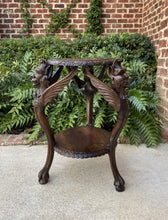 Load image into Gallery viewer, Antique French Table Winged Griffons ROUND End Table Oak Renaissance 2-Tier 19C