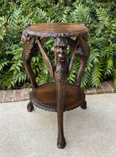 Load image into Gallery viewer, Antique French Table Winged Griffons ROUND End Table Oak Renaissance 2-Tier 19C