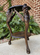 Load image into Gallery viewer, Antique French Table Winged Griffons ROUND End Table Oak Renaissance 2-Tier 19C