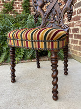 Load image into Gallery viewer, Antique French Chair Barley Twist Black Forest Carved Oak Upholstered 19th C