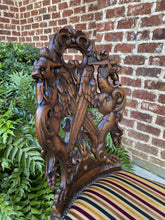 Load image into Gallery viewer, Antique French Chair Barley Twist Black Forest Carved Oak Upholstered 19th C