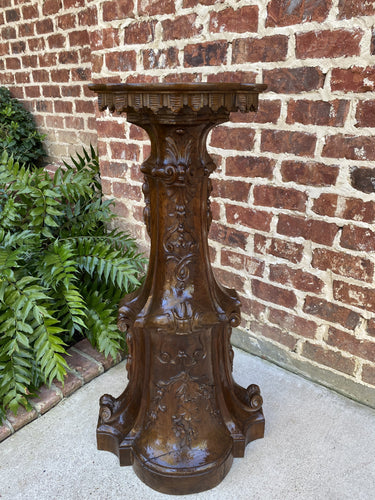 Antique Italian Pedestal Plant Stand Display Table Walnut Baroque 38