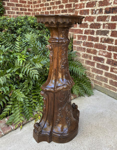 Antique Italian Pedestal Plant Stand Display Table Walnut Baroque 38" Book Rest