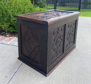 Antique English Blanket Box Chest Trunk Coffer Storage Chest Carved Oak PETITE