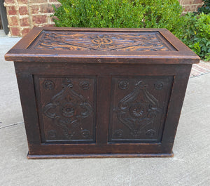 Antique English Blanket Box Chest Trunk Coffer Storage Chest Carved Oak PETITE