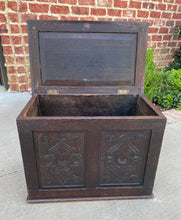 Load image into Gallery viewer, Antique English Blanket Box Chest Trunk Coffer Storage Chest Carved Oak PETITE