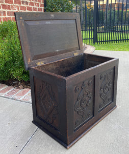 Antique English Blanket Box Chest Trunk Coffer Storage Chest Carved Oak PETITE