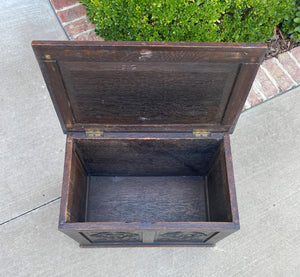 Antique English Blanket Box Chest Trunk Coffer Storage Chest Carved Oak PETITE