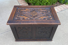 Load image into Gallery viewer, Antique English Blanket Box Chest Trunk Coffer Storage Chest Carved Oak PETITE