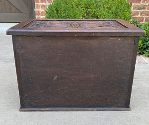 Antique English Blanket Box Chest Trunk Coffer Storage Chest Carved Oak PETITE