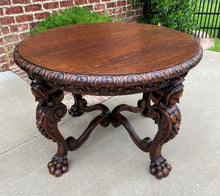 Load image into Gallery viewer, Antique French ROUND Table Entry Sofa Foyer Coffee Table Renaissance Revival Oak