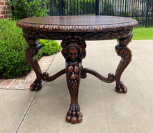 Load image into Gallery viewer, Antique French ROUND Table Entry Sofa Foyer Coffee Table Renaissance Revival Oak