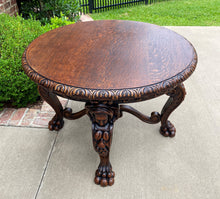 Load image into Gallery viewer, Antique French ROUND Table Entry Sofa Foyer Coffee Table Renaissance Revival Oak