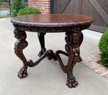 Load image into Gallery viewer, Antique French ROUND Table Entry Sofa Foyer Coffee Table Renaissance Revival Oak