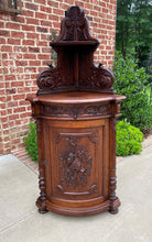 Load image into Gallery viewer, Antique French Corner Cabinet Black Forest Cabinet Cupboard Carved Oak Drawer
