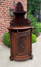 Load image into Gallery viewer, Antique French Corner Cabinet Black Forest Cabinet Cupboard Carved Oak Drawer