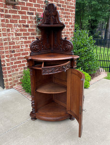 Antique French Corner Cabinet Black Forest Cabinet Cupboard Carved Oak Drawer