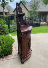 Load image into Gallery viewer, Antique French Corner Cabinet Black Forest Cabinet Cupboard Carved Oak Drawer