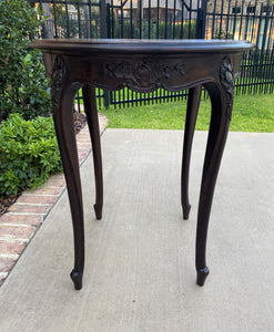 Antique French ROUND Table End Table Occasional Table Carved Oak Cabriole Legs