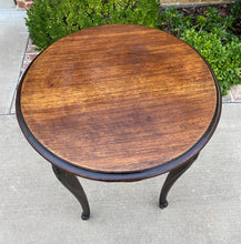 Load image into Gallery viewer, Antique French ROUND Table End Table Occasional Table Carved Oak Cabriole Legs