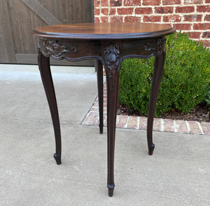 Antique French ROUND Table End Table Occasional Table Carved Oak Cabriole Legs